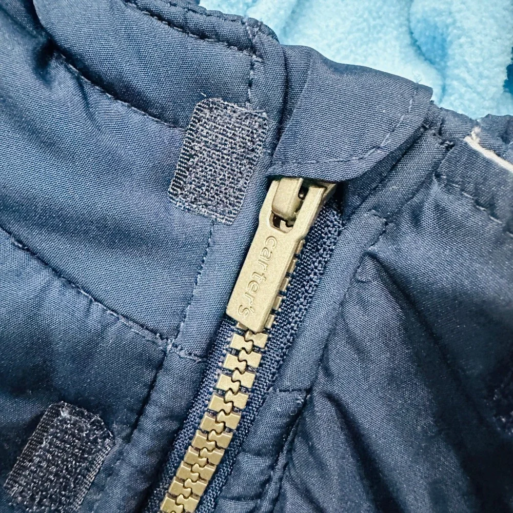 Carters 2T Kids Navy Blue Grey Fleece Lined Hooded Puffer Jacket 24M C2226536-LW